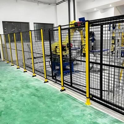 customized Industrial Robot Machine Guarding Fence Panels Yellow Black Design