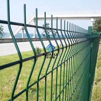 Metal Welded Wire Mesh 3D Bending Fence Green Black Color