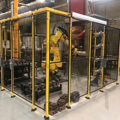 customized Industrial Robot Machine Guarding Fence Panels Yellow Black Design