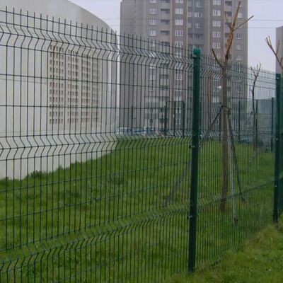 Welded Wire Mesh 3D Bent Metal Fence PVC Coated With Round Post
