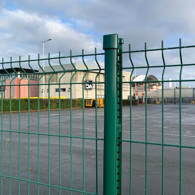 Welded Wire Mesh 3D Bent Metal Fence PVC Coated With Round Post