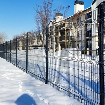 Welded Wire Mesh 3D Bent Metal Fence PVC Coated With Round Post