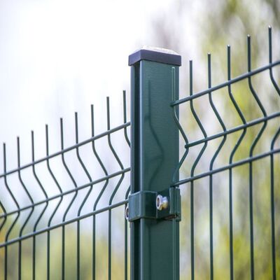 Welded Wire Mesh 3D Bent Metal Fence PVC Coated With Round Post