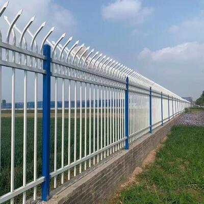 Black Galvanized 6ft 8ft Wrought Iron Fence Steel Picket Fence Panels