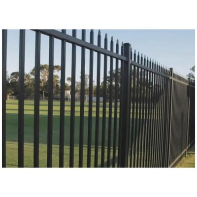 Powder Coated Black Wrought Iron Fence Point / Spear Top Security Fencing