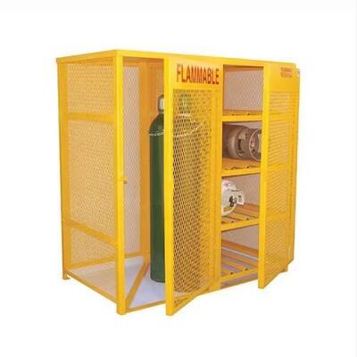 Powder Coated Metal Mesh Steel Gas Cage Storage Orange Cylinder Cage