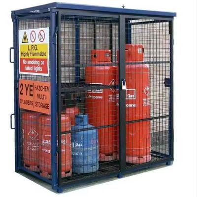 Powder Coated Metal Mesh Steel Gas Cage Storage Orange Cylinder Cage