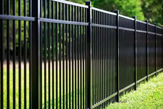 Outdoor Fence Wrought Iron Fence Black Square Tube Fencing 2 or 3 rails