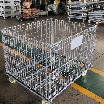 Industrial Mobility Options And Reinforced Panels Stackable Stillage Cage For Storage And Transport