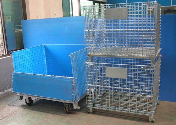 Wire Mesh Metal Pallet Cage Box Metal Welded Foldable Stackable