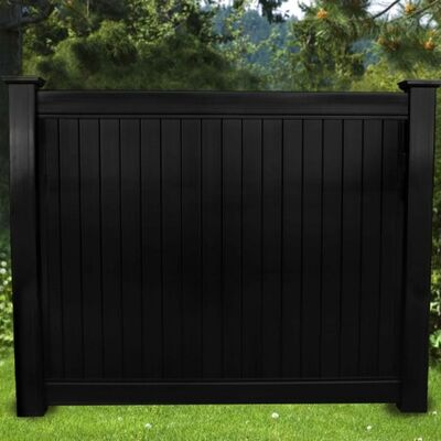 Outdoor White Black PVC Privacy Fence 6FT H X 8FT W UV Proof Garden Gate Fence