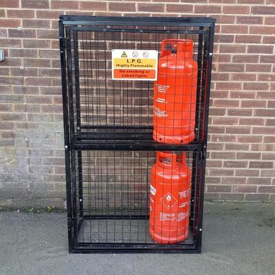 Storage Mesh Gas Bottle Cage Yellow Blue Steel Stackable Propane Tank Cage