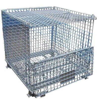 Warehouse Wire Container Storage  Mesh Pallet Cages  Heavy Duty Iron Frame