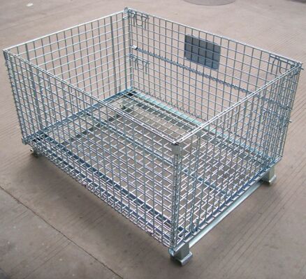 Galvanized Steel Wire Mesh Pallet Cage Used In Industrial Warehouse