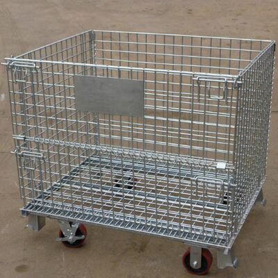 Galvanized Steel Wire Mesh Pallet Cage Used In Industrial Warehouse