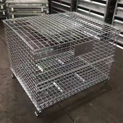 Galvanized Steel Wire Mesh Pallet Cage Used In Industrial Warehouse