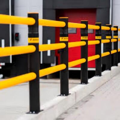 Large-diameter polyethylene three-track flexible pedestrian guardrail to prevent forklift collision accidents