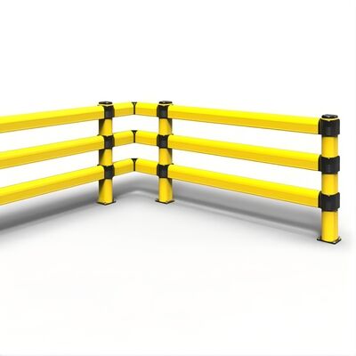 Large-diameter polyethylene three-track flexible pedestrian guardrail to prevent forklift collision accidents
