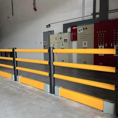 Large-diameter polyethylene three-track flexible pedestrian guardrail to prevent forklift collision accidents