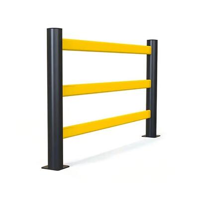 Large-diameter polyethylene three-track flexible pedestrian guardrail to prevent forklift collision accidents