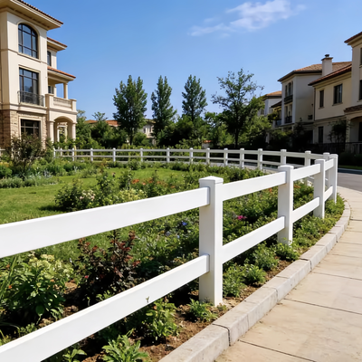3-Rail Fence, Garden Anti-Corrosion Vinyl PVC Farm Fence, PVC Horse Stable Fencing for Farm and Ranch Safety