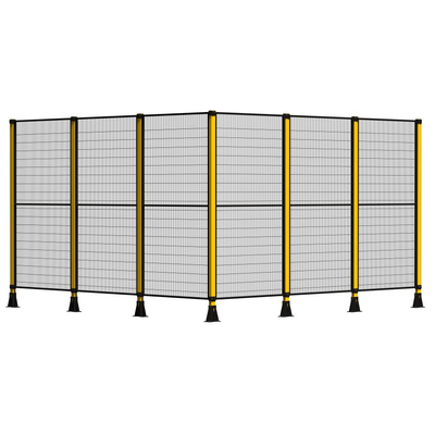 Hsj Modular Robot Safety Fence EN ISO Compliant Machine Guard Barrier Steel Mesh PC Arc Shield Panel With Hinged Sliding Cantilever Safety Doors & Multi-Grade Security Locks Custom Size Height