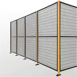 Hsj Modular Robot Safety Fence EN ISO Compliant Machine Guard Barrier Steel Mesh PC Arc Shield Panel With Hinged Sliding Cantilever Safety Doors & Multi-Grade Security Locks Custom Size Height