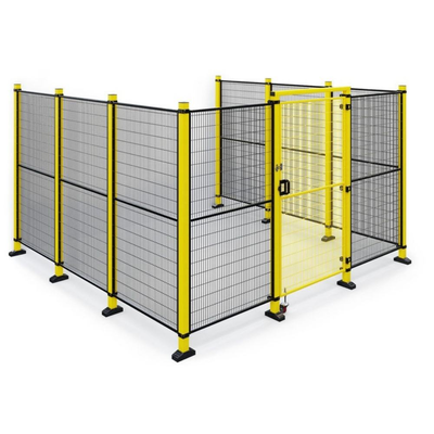 Hsj Industrial Robot Safety Fence Yellow Wire Mesh Perimeter Guarding for Robotic Welding Painting Assembly Workstation Automated Machine Cell Enclosure