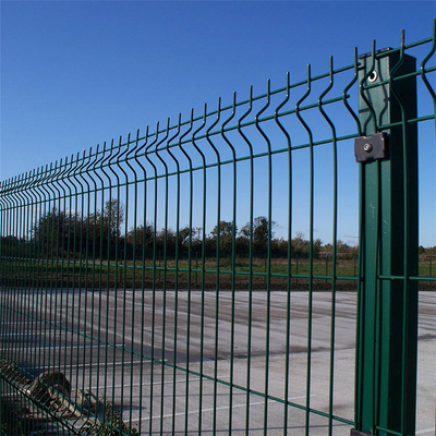 Hsj Factory Direct Supply 3D Welded Fence 3V Bend Wire Mesh Perimeter Fencing With Peach Shaped Post For Europe Project
