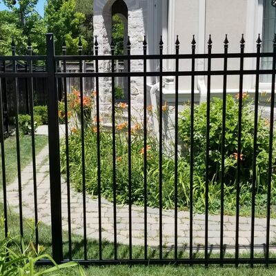 Tubular Garden Design Wrought Iron Fence Black Steel Picket