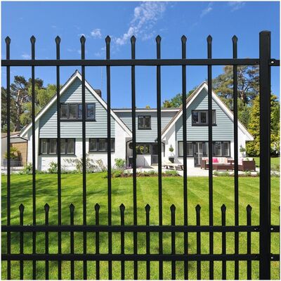 Powder Coated Black Wrought Iron Fence Point / Spear Top Security Fencing