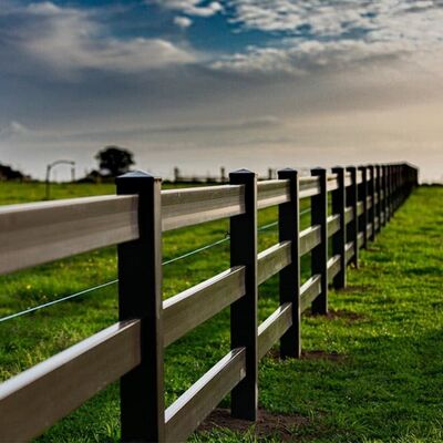 UV Resistant White Vinyl Ranch Rail Fence Easily Assembled Modern Design Vinyl Farm Fencing