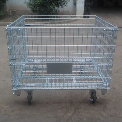Heavy Duty Pallet Cage Steel Metal Wire Mesh For Warehouse Storage